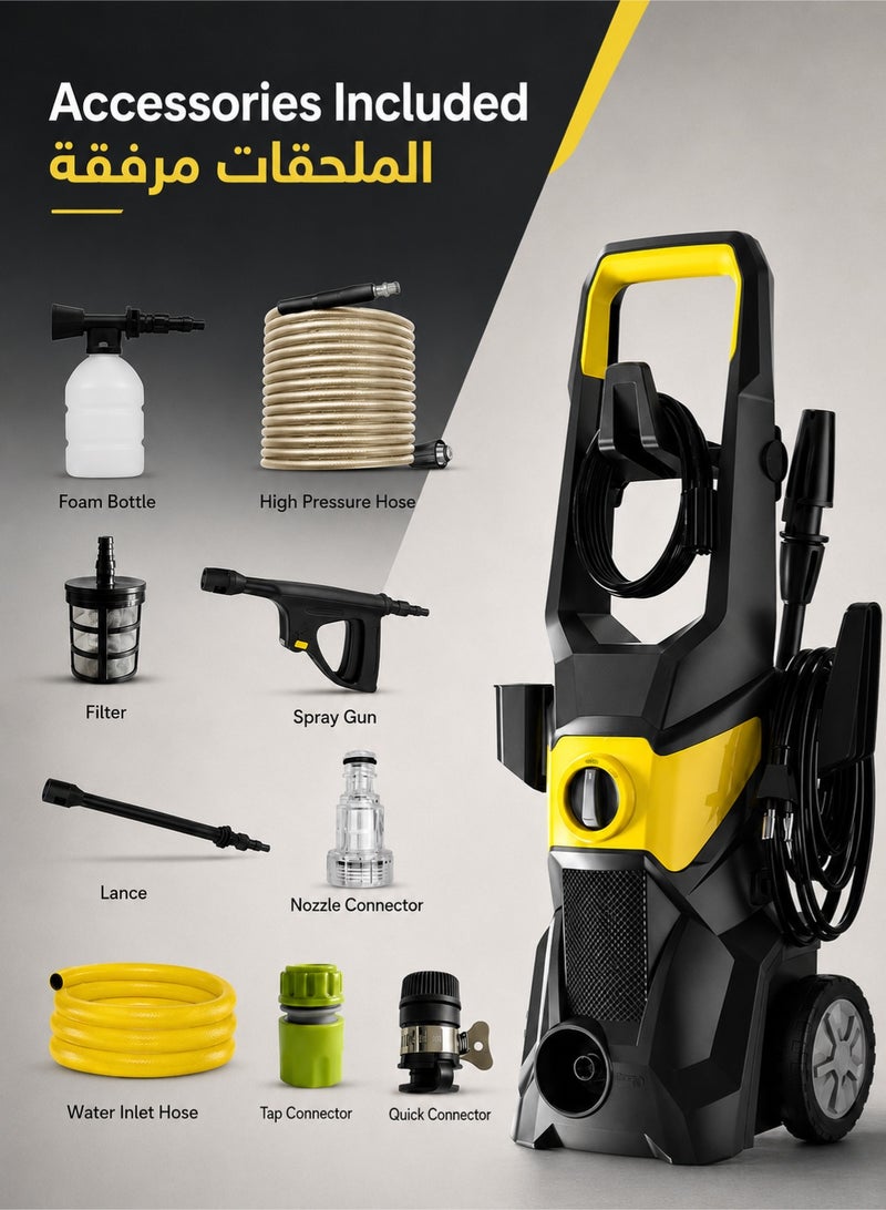 Denzoz Electric Pressure Washer 3000 Max PSI 2.5GPM Power Washer High Pressure Cleaning Machine with Foam Cannon for Car House Patio Deck Fence Driveways - Image 5