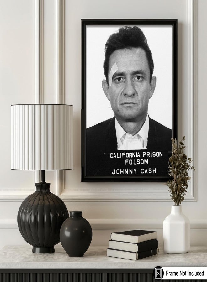 Poster Master Johnny Mugshot Print - Country Singer Portrait Poster - Black and White Photography Art - Celebrity Wall Design - Great Music Room or Office Decor - 8x10 UNFRAMED Wall Art - Image 3