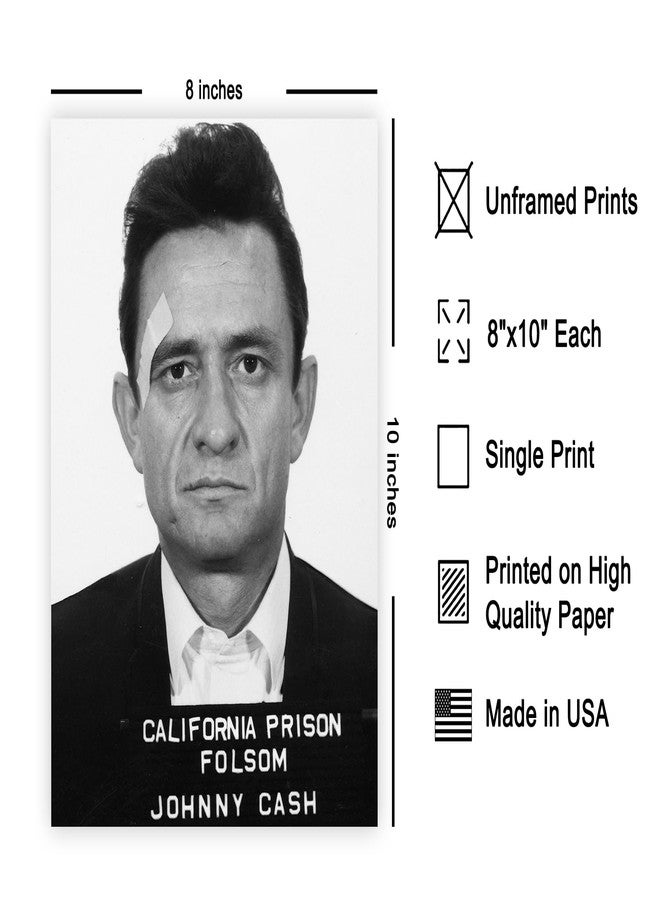 Poster Master Johnny Mugshot Print - Country Singer Portrait Poster - Black and White Photography Art - Celebrity Wall Design - Great Music Room or Office Decor - 8x10 UNFRAMED Wall Art - Image 2