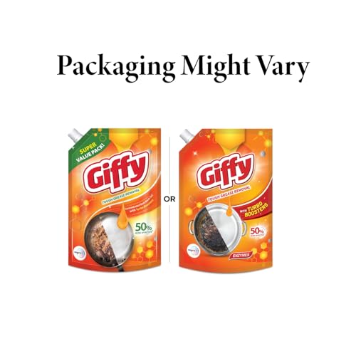 Giffy Liquid Dishwash Gel 900ml (Pack of 2) | Enzymes | 50% More Effective | Tough Grease Removal Expert | Turbo Boosters | Mild fragrance | Removes Tough Malodour | Hand-Safe - Image 4