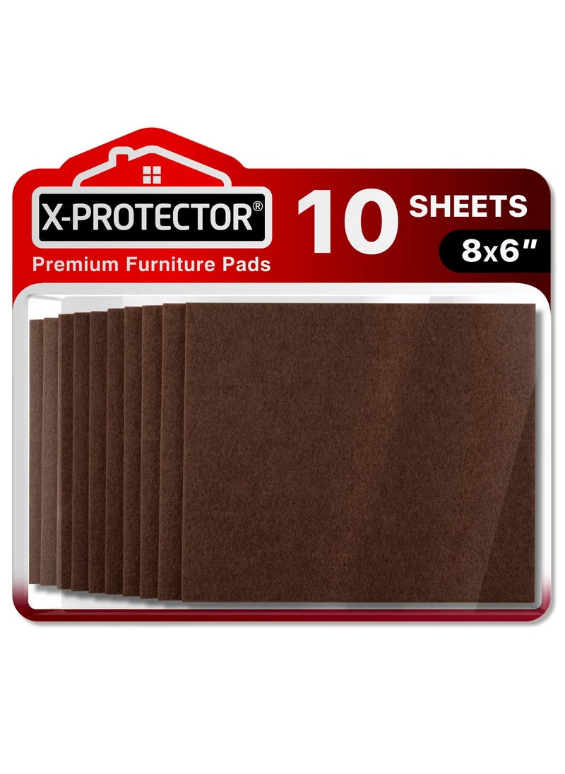 X-Protector Felt Furniture Pads XPROTECTOR  10 Pack Premium 8x6 Heavy Duty 15 Felt Sheets Cut Furniture Felt Pads for Furniture Feet You Need  Best Furniture Pads for Hardwood Floors Brown 