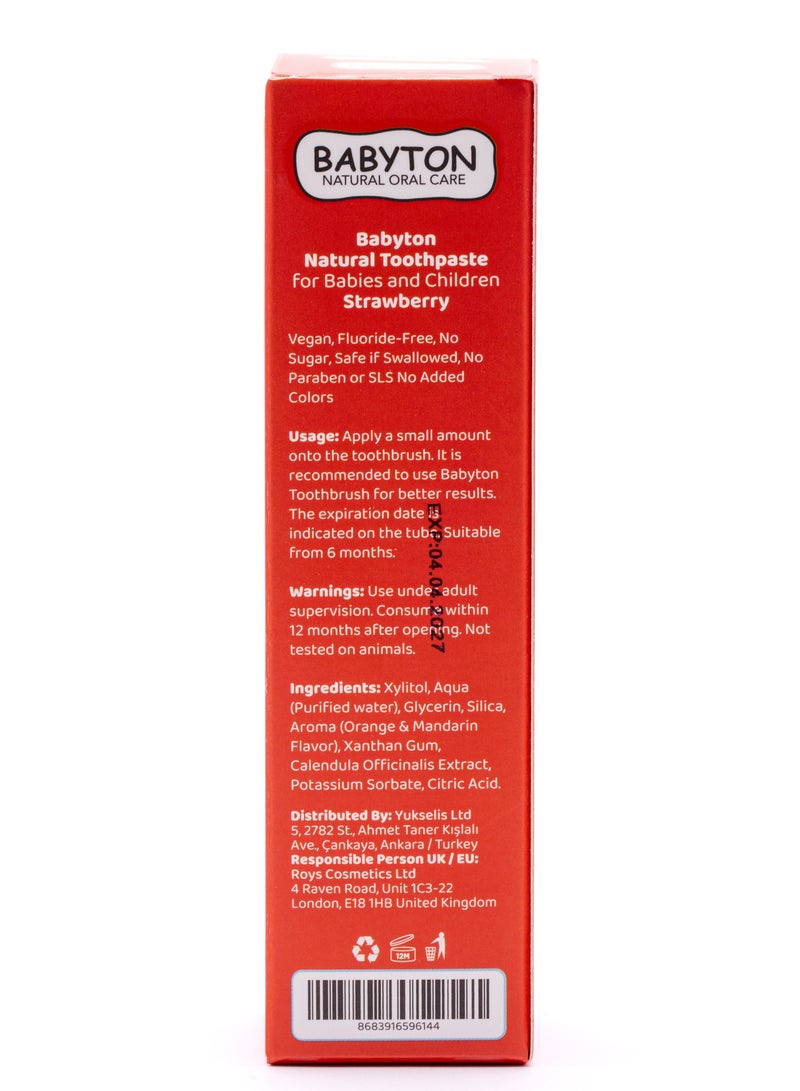 Babyton Natural Toothpaste Strawberry– Fluoride-Free Gel | Safe if Swallowed For Babies 6 Months+ - Image 4