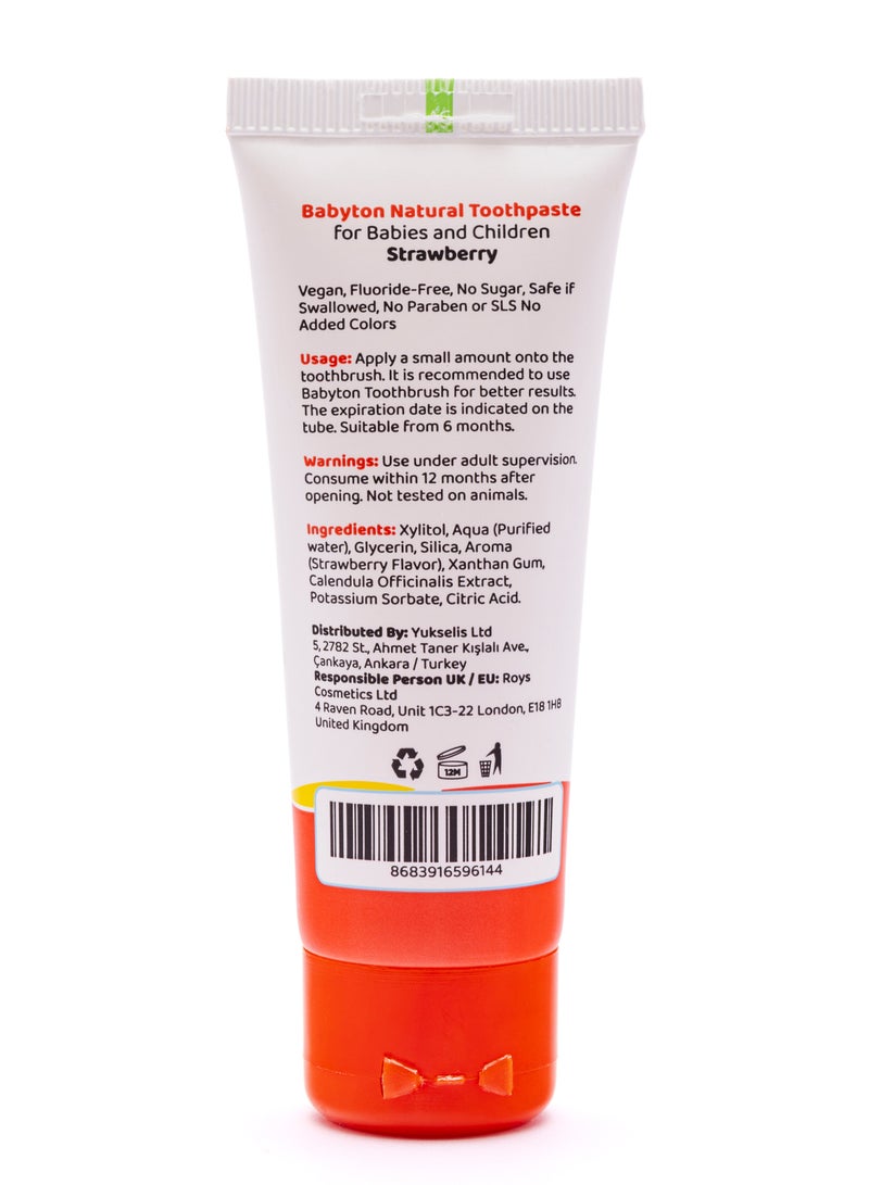 Babyton Natural Toothpaste Strawberry– Fluoride-Free Gel | Safe if Swallowed For Babies 6 Months+ - Image 2