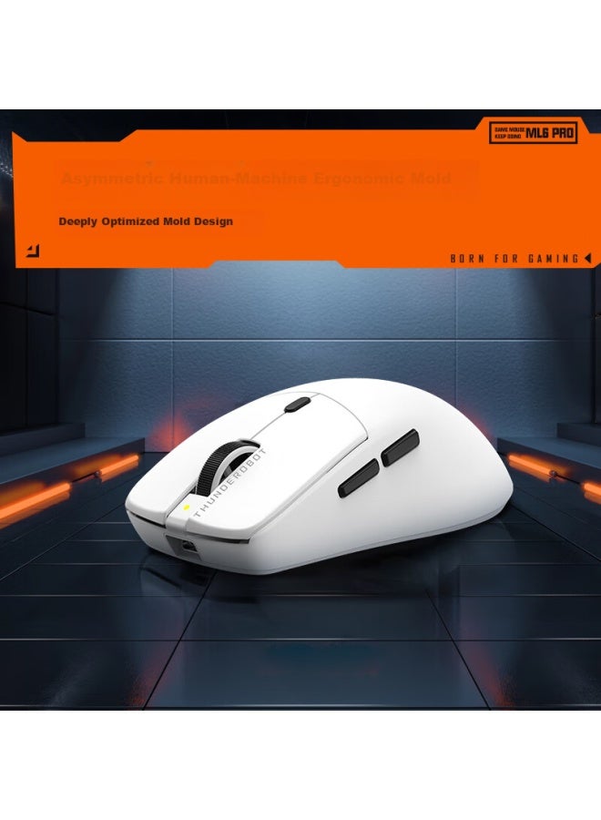 Thunderobot Ml6pro Lightweight Wireless Mouse For Home Gaming And Office Use With Wired/2.4g/bluetooth Triple Connection, Paw3395 Ergonomic Design Without Holes, White - Image 3