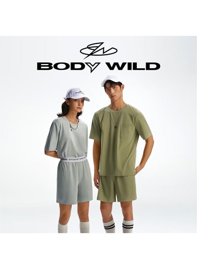 Bodywild Couple's Loungewear Short-sleeve Shorts Pajama Set, Wearable Outside, Retro Striped Zbn43se2, Light Green, Size 180