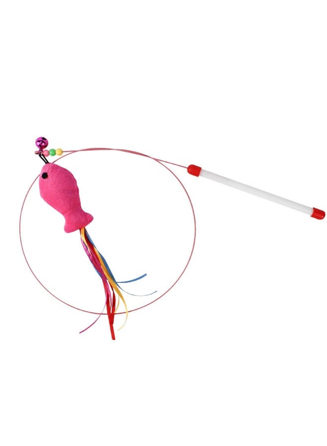 Interactive Cat Teaser Fishing Poles Bells Fish Design Engaging Cat Toys for Indoor Play and Exercise（Fish） - Image 1