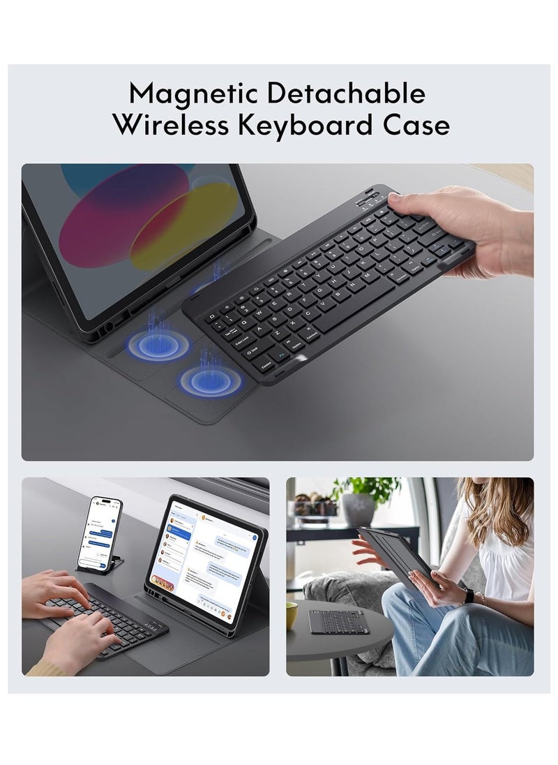 TIGER Keyboard Case for iPad 10th Generation 10.9-inch 2022 – Detachable Bluetooth Keyboard, Stand Folio Cover with Pencil Holder, Rechargeable Keyboard for New iPad 10th Gen (Black) - Image 4