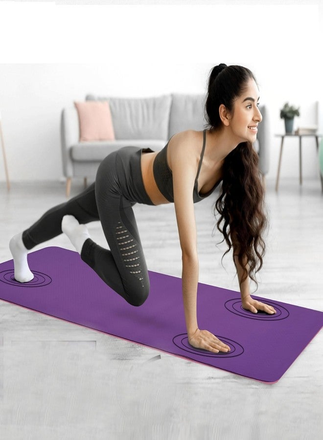 SLOVIC Yoga Mat For Women| Exercise Mat For Home | Yoga Mat For Men || Anti Slip || Workout Mat For Kids | Gym Mats For Indoor Excercise | Pvc Free Yoga Mat 6Mm Thick | Purple & Pink - Image 1