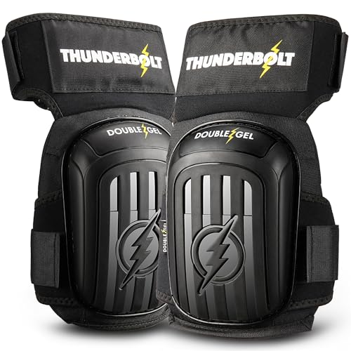 Thunderbolt Knee Pads for Men Construction Knee Pads for Work for Men and Women with Double Gel for Gardening Flooring Roofing Heavy Duty with Extra Thick Foam and Strong Adjustable Non-Slip Straps - Image 1