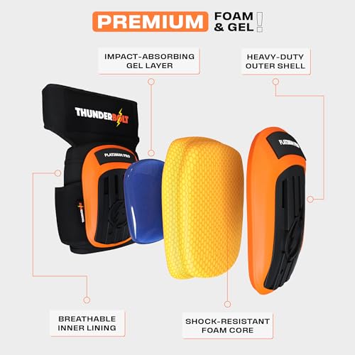 Thunderbolt Knee Pads for Men Construction Knee Pads for Work for Men and Women with Double Gel for Gardening Flooring Roofing Heavy Duty with Extra Thick Foam and Strong Adjustable Non-Slip Straps - Image 3