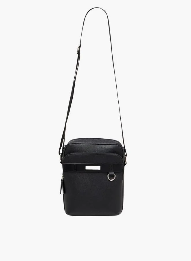 Lee Cooper Solid Crossbody Bag with Adjustable Strap