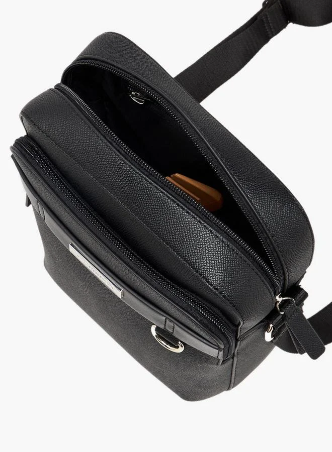 Lee Cooper Solid Crossbody Bag with Adjustable Strap