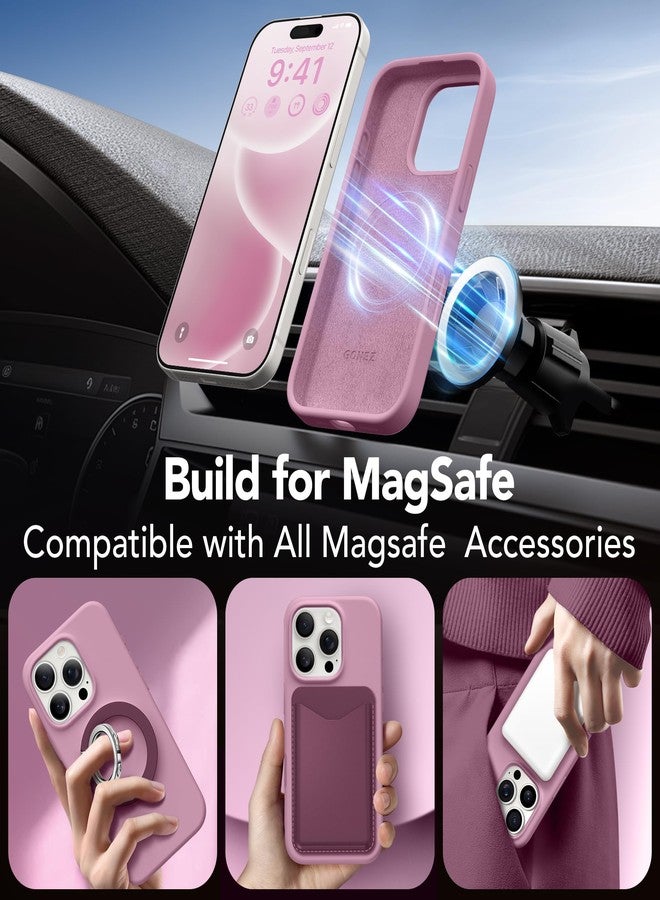 غونيز جراب GONEZ متوافق مع iPhone 16 Pro Max، متوافق مع MagSafe، مصنوع من السيليكون السائل، يتضمن واقيين للشاشة وواقيين للعدسة، جراب حماية كامل مقاوم للصدمات مقاس 6.9 بوصة، لون أسود كشمشي - Image 4