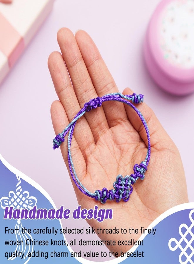 تونديامو مجموعة تونديمو من 4 قطع من أساور العقدة الكورية التقليدية المصنوعة يدويًا، أساور صداقة متطابقة قابلة للتعديل، مثالية لمحبي الموضة، إكسسوارات وهدايا للأزواج والأصدقاء المقربين (بنفسجي) - Image 4
