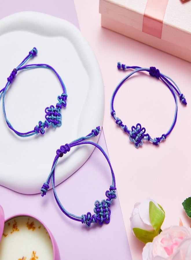 تونديامو مجموعة تونديمو من 4 قطع من أساور العقدة الكورية التقليدية المصنوعة يدويًا، أساور صداقة متطابقة قابلة للتعديل، مثالية لمحبي الموضة، إكسسوارات وهدايا للأزواج والأصدقاء المقربين (بنفسجي) - Image 3