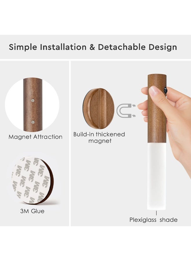 RGB Touch Motion Sensor USB-C Rechargeable Walnut Wood Wall Sconce Night Light - Image 5