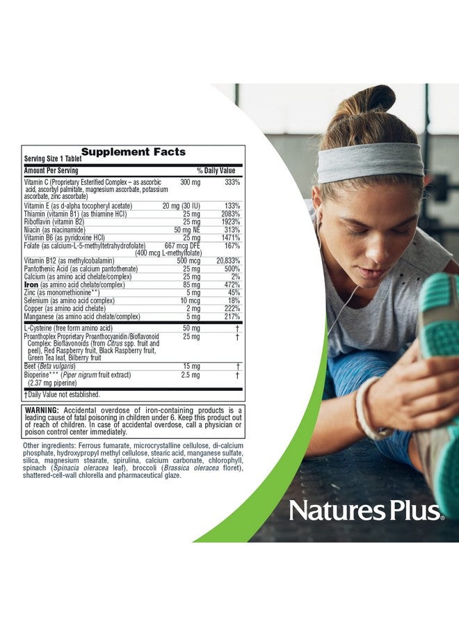 Natures Plus NaturesPlus Hema-Plex Iron - 60 Tablets - 85 mg Elemental Iron + Vitamin C & Bioflavonoids for Healthy Red Blood Cells - Vegan, Gluten Free - 30 Servings - Image 4
