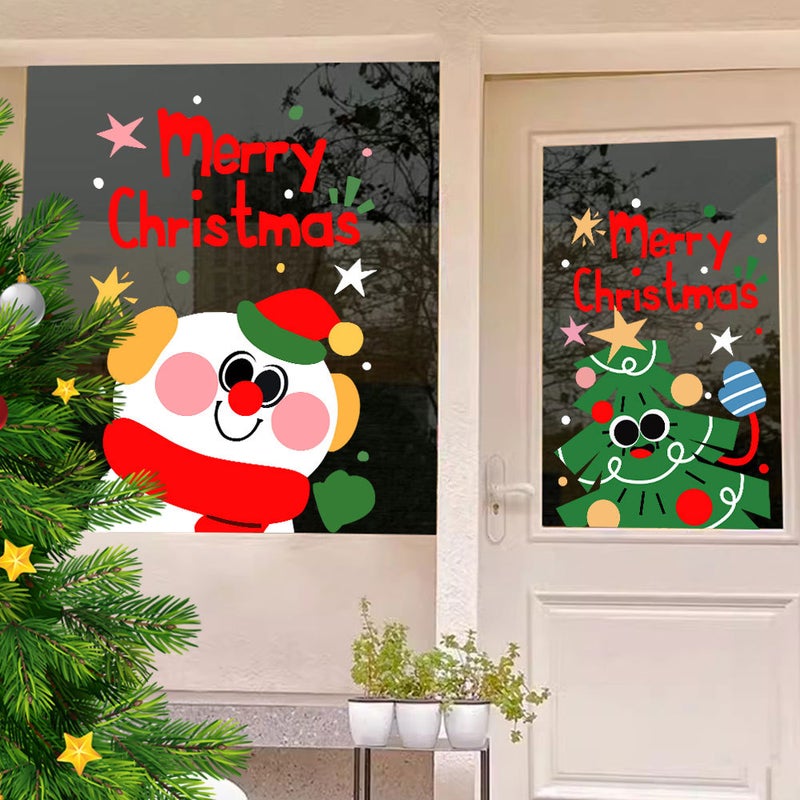 2026 New Year And Christmas Window Glass Stickers Small Snowman Glass Window Grilles Door Stickers Decoration Arrangement Window Stickers Wall Stickers - Image 3