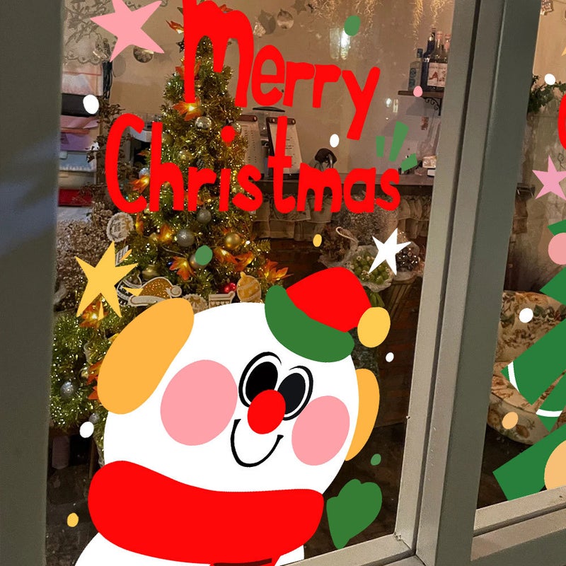 2026 New Year And Christmas Window Glass Stickers Small Snowman Glass Window Grilles Door Stickers Decoration Arrangement Window Stickers Wall Stickers - Image 2