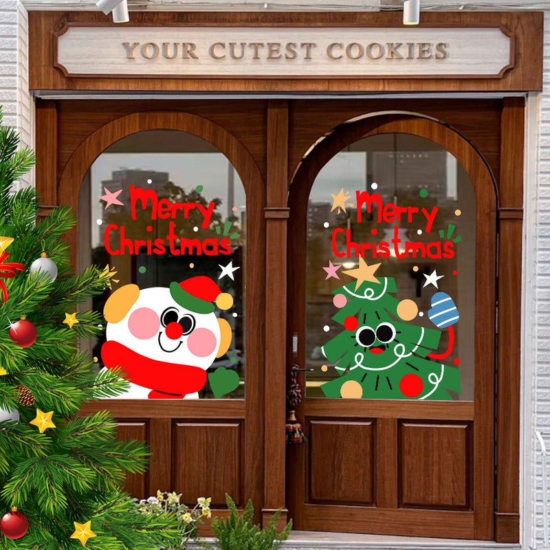 2026 New Year And Christmas Window Glass Stickers Small Snowman Glass Window Grilles Door Stickers Decoration Arrangement Window Stickers Wall Stickers - Image 4