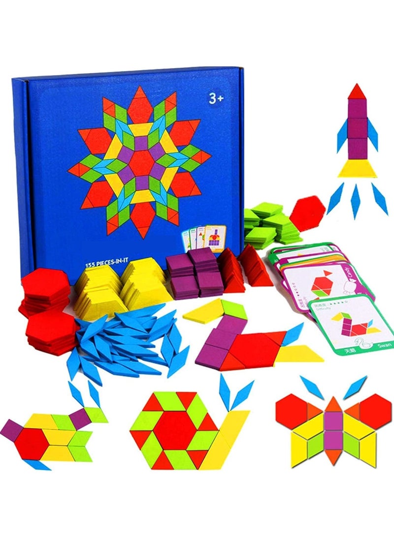 AIWANTO 133 Pcs Jigsaw Puzzle Geometric Shape Puzzles Graphical Classic Educational for Kids Toddler - Image 1