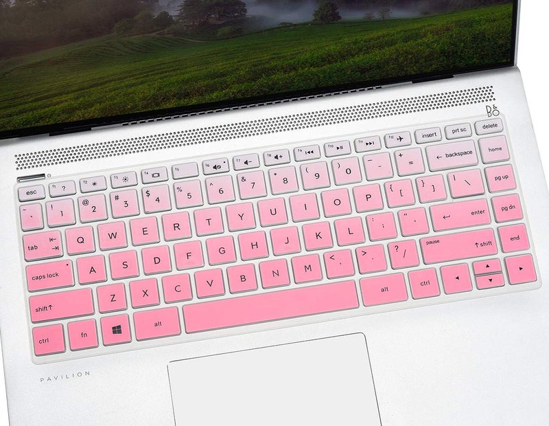 CASEDAO Keyboard Cover for HP Stream 14 inch 14-ds/dg Series 14-DS0013DX DS0023DX/HP Pavilion X360 14M-BA 14M-CD 14M-DH 14-BF 14-CM 14-CF 14-DF 14-DK 14-DQ 14-dq0052dx/dq0054dx/dq0055dx Skin-Gradual Pink - Image 1