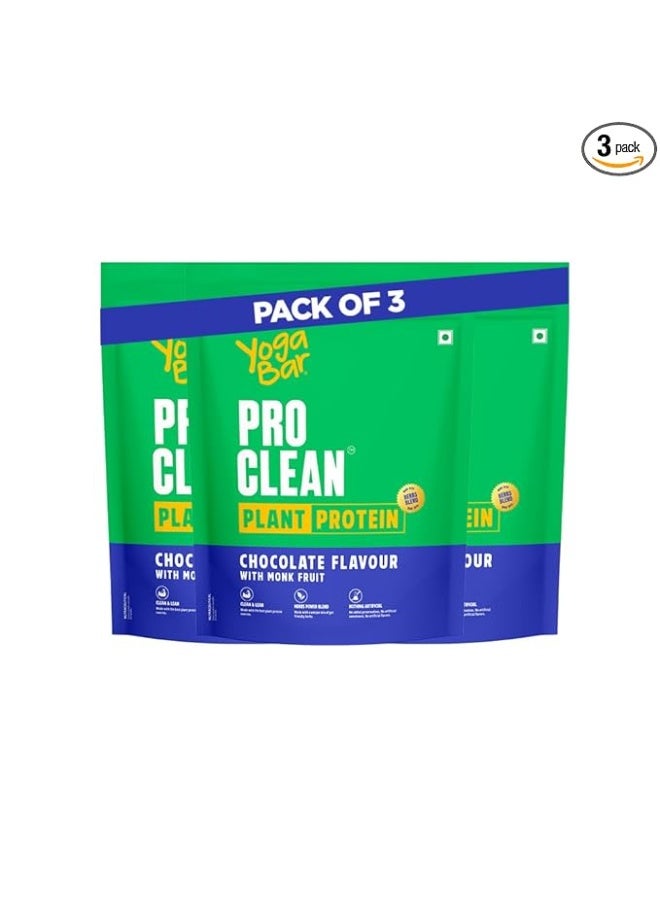 Yogabar ProClean Plant Protein Powder - 25g Protein Per Serve - Chocolate Flavour with Monk Fruit Sweetener - No Added Preservatives, No Added Sugar (500g Pouch x 3) - Image 3