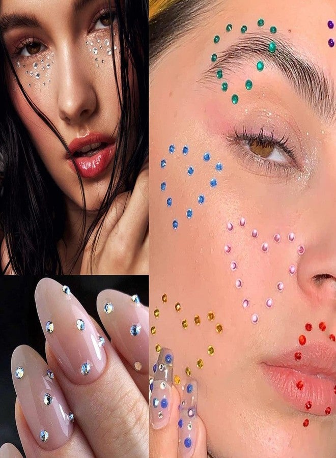 LAPOHI 1100 قطعة 15 لون من الأحجار الكريمة الملونة ذاتية اللصق لعيد الهالوين لمكياج العيون والوجه وجواهر الجسم ولصقها على ملحقات المهرجان وملابس التنكر وأظافر الجسم ومكياج DIY 3mm 4mm 5mm… - Image 4