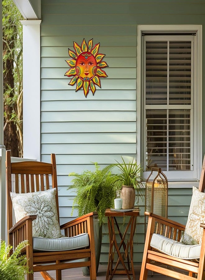 Daogtc Metal Sun Wall Decor - 13 inches Sun Flower Wall Art Decoration,Hanging Decoration for Home Garden Farmhouse Yard Patio Fence Living Room Bedroom - Image 2