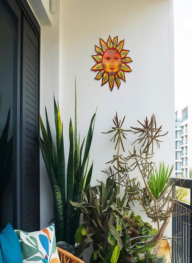 Daogtc Metal Sun Wall Decor - 13 inches Sun Flower Wall Art Decoration,Hanging Decoration for Home Garden Farmhouse Yard Patio Fence Living Room Bedroom - Image 5