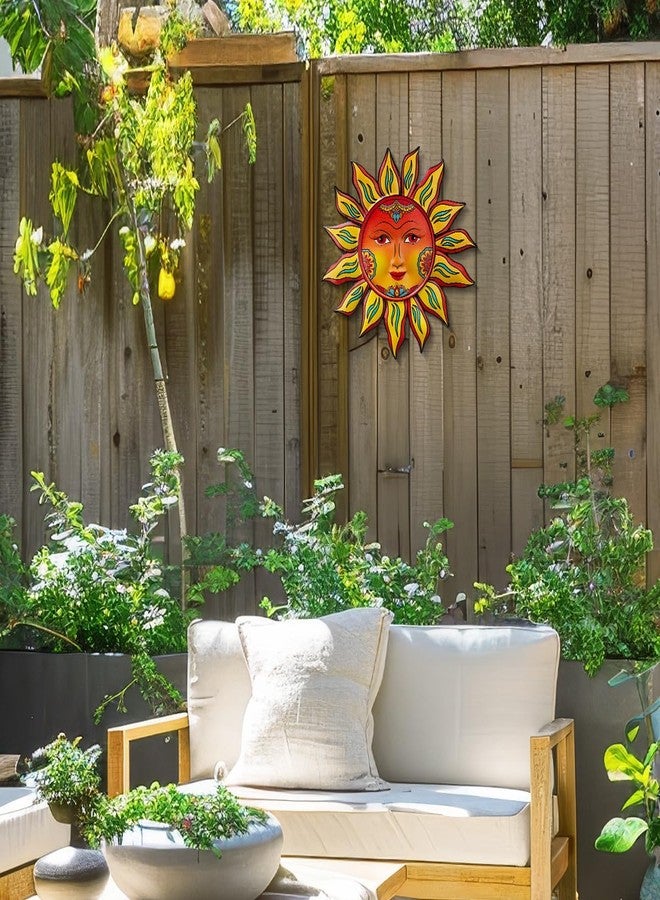 Daogtc Metal Sun Wall Decor - 13 inches Sun Flower Wall Art Decoration,Hanging Decoration for Home Garden Farmhouse Yard Patio Fence Living Room Bedroom - Image 4