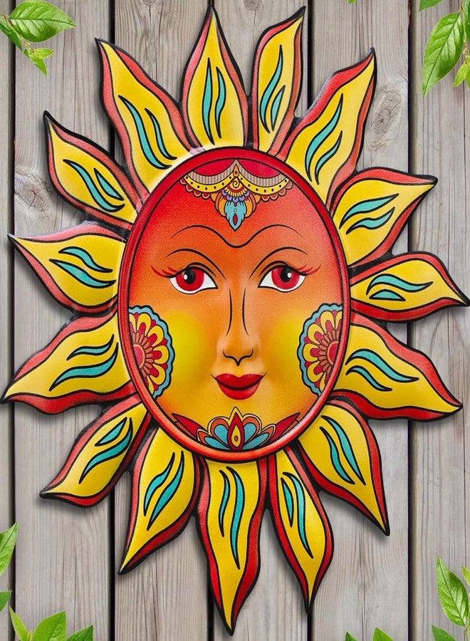 Daogtc Metal Sun Wall Decor - 13 inches Sun Flower Wall Art Decoration,Hanging Decoration for Home Garden Farmhouse Yard Patio Fence Living Room Bedroom - Image 1