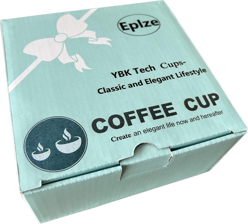 Eplze YBK Tech Euro Style Bone China Cup& Saucer Set, Ceramic Tea Coffee Cup for Home Kitchen Wedding (Royal Pattern- Sky Blue) - Image 4