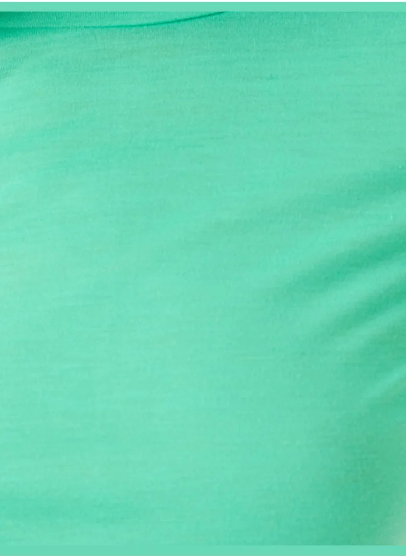 كوتون Crop T-Shirt Knotted Crew Neck Short Sleeve