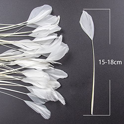 FEARAFTS White Goose Feathers for Hats Making Fascinators Decoration Pack of 50 (White) - Image 2