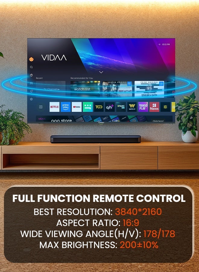 SONASHI 55 Inch Ultra HD Smart LED TV – Frameless Design with Remote Control | Wide Viewing Angle 178°/178° that Delivers Bright & Clear Images | 2 USB and 3 HDMI Ports with WIFI and Multi-Language Support SLED-5500UHDV - Image 4