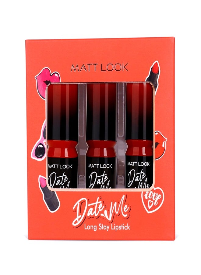 MATT LOOK Date Me Long Stay Lipstick | Box Set of 3 | Smooth Finish | One Swipe Pigmentation | Real Reds - 11.4g - Image 3