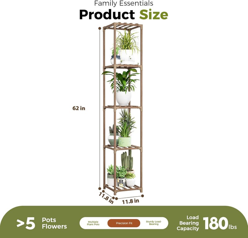 Bamworld Corner Plant Stand Indoor Tall Plant Shelf 5-tier Wood Plant Holder for Multiple Plants Flower Stands Plants Rack Living Room Garden Patio Lawn Window - Image 5