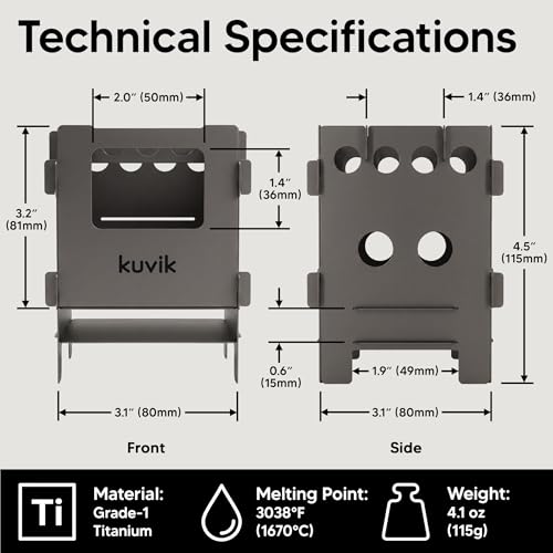 Kuvik Compact Titanium Wood Stove Ultralight and Compact Stove for Backpacking Camping and Survival - Image 3