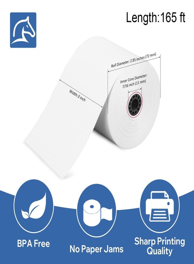 Pony Packaging (50 Rolls) 3" x 165' Kitchen Register Rolls,1 Ply Bond Printer Receipt Paper POS Cash Register Paper (Non -Thermal Kitchen Printer Paper) for TMU200 SRP275 from Pony Packaging - Image 2