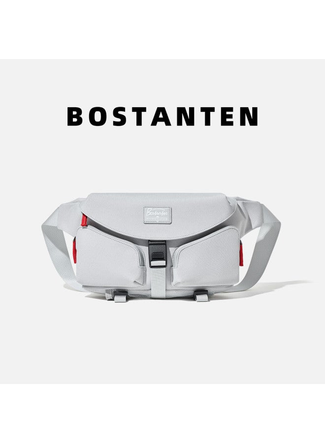 Bostanten Men's Single Shoulder Bag Trendy Colorblock Crossbody Outdoor Cycling Bag Student Chest Waist Mini Sports Backpack