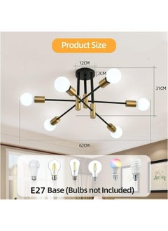 HUA QIANG WANG Black and Gold Sputnik Chandelier,Modern 6-Light Ceiling Light Fixture for Living Room,Dining Room,Bedroom  - Image 2