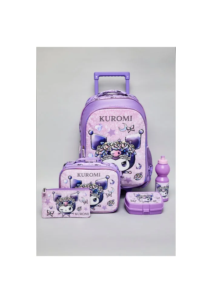 أر أند بي 5 Pack Kuromi Print Trolley Backpack Set - 18"
