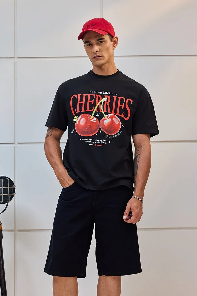 SNITCH Cherries Oversized 100% Cotton T-Shirt