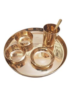 Pure Source India Pure Source India Bronze Dinner Thali Set - 6 Pieces, Plain  - Image 4