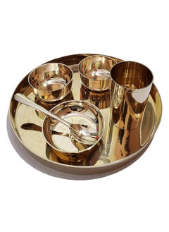 Pure Source India Pure Source India Bronze Dinner Thali Set - 6 Pieces, Plain  - Image 1