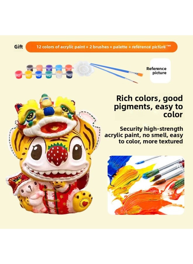 Children's Plaster Graffiti Painting Hand Painted Plaster Doll Park Square Night Market Stall Non-vinyl Doll-Color:Internet Celebrity Style [real Plaster] Ultraman Zero - Free Coloring Set - Image 4