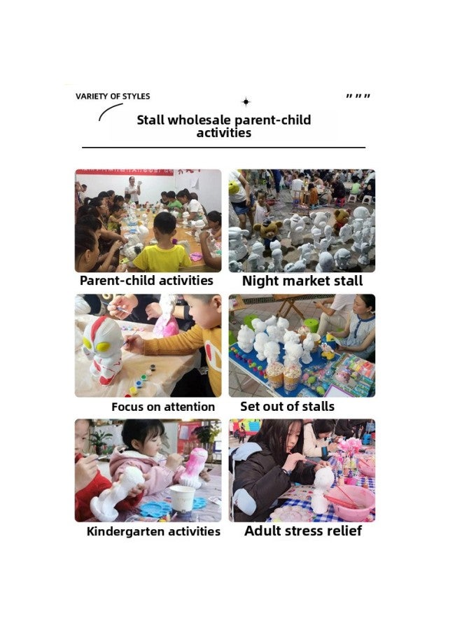 Children's Plaster Graffiti Painting Hand Painted Plaster Doll Park Square Night Market Stall Non-vinyl Doll-Color:Internet Celebrity Style [real Plaster] Ultraman Zero - Free Coloring Set - Image 5