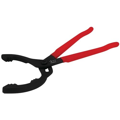 Performance Tool W54311 Large Straight Jaw Oil Filter Pliers 178 Inch to 4 Inch Adjustable RedBlack - Image 1