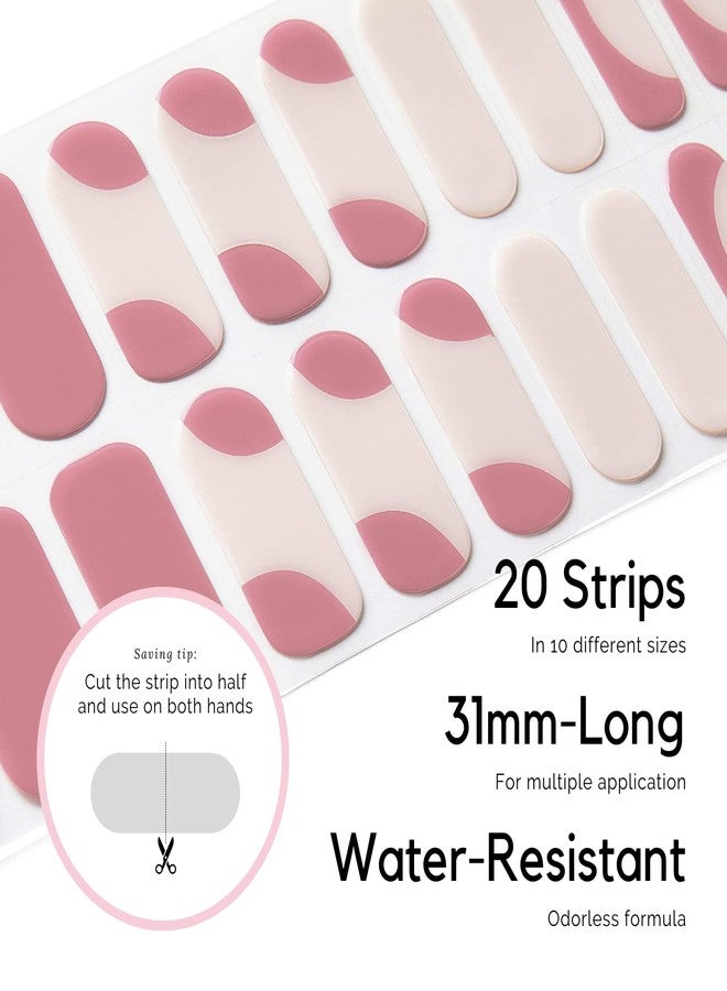 NAILOG Cured Gel Nail Strips 20 Pcs French Tip Stickers | Buy 2 Get 1 UV Lamp | Long Nail Wraps with Glossy Finishing | Audrey - Image 4